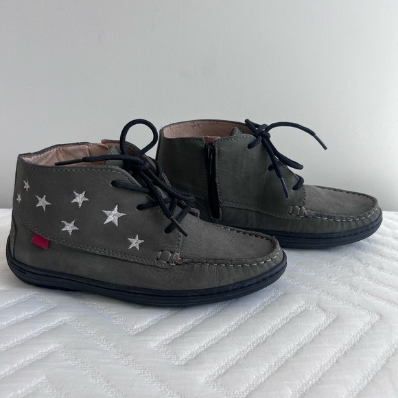 Kids Unisex Marc Joseph Handcrafted Leather Green Side Zip Ankle Boots Size 1.5 - Picture 2 of 8